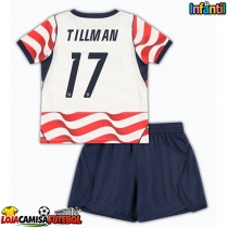 Camisa de Futebol Estados Unidos Malik Tillman #17 Equipamento Principal Infantil Mundo 2026 Manga Curta (+ Calças curtas)